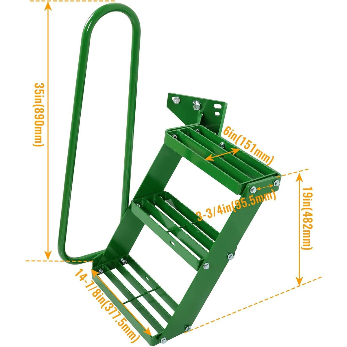 HECASA Left Hand Stair Step Kit Compatible with John Deere 4050 4240 4430 4630 4440 4230 4555 4650 4850 4955 LH Handrail Powder Coated Durable Steel Tractor Step