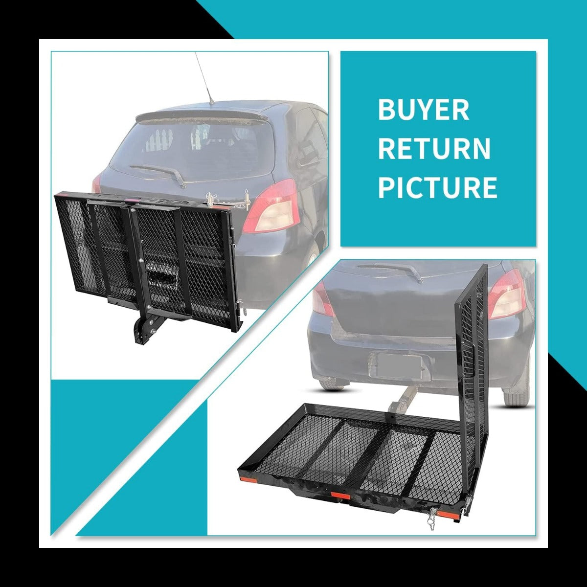 New Mobility Carrier Ramp Hitch Mounted 46.2 x 26.8 x 38.7 500 lbs for Wheelchair Electric Scooter Medical Disability with Rack Ramp Capacity Steel w/3 Inches Rail Fit 2 Inches Hitch Receiver SUV Truck Van Car T-NS-SCC001-F