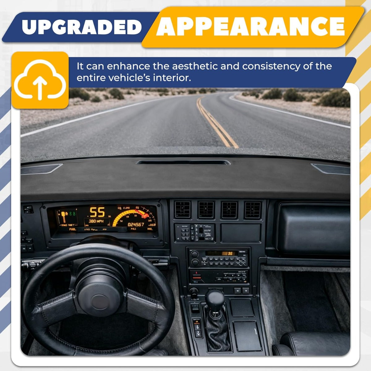 Dashboard Cover Compatible with 1984-1989 Chevrolet Corvette C4 ABS Plastic Painted+Textured