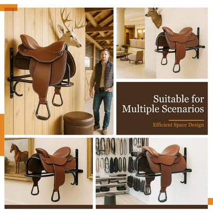 4Pcs Saddle Rack Wall Mounted 22.3 x 11.1 x 8.6 Inch for Horse | Enthusiast, Heavy-Duty Saddle Rack Stand for English and Western Style Saddle Pad Rack, Horse Tack Storage