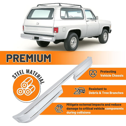 KUAFU Rear Bumper Face Bar Compatible with 1973-1980 Chevy Chevrolet GMC K5 K10 K20 C10 C20 C30 K15/K1500 K25/K2500 C25/C2500 C35/C3500 Suburban Pickup Jimmy Blazer Fleetside Steel Chrome Silvery