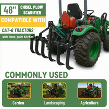 48 Inches Chisel Plow Scarifier W/6 Adjustable Shanks Compatible with CAT-0 Tractors Detachable Cultivator 3-Point Plow Scarifier Implement for Pulverizing Soil, Ripping Through Roots