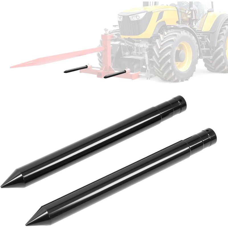17" Hay Bale Spear Stabilizer for Skid Steer Mount Plate Tractors Loaders Hay Bale Forks Spike Attachment Black Powder Coated Pair 3,000 lb