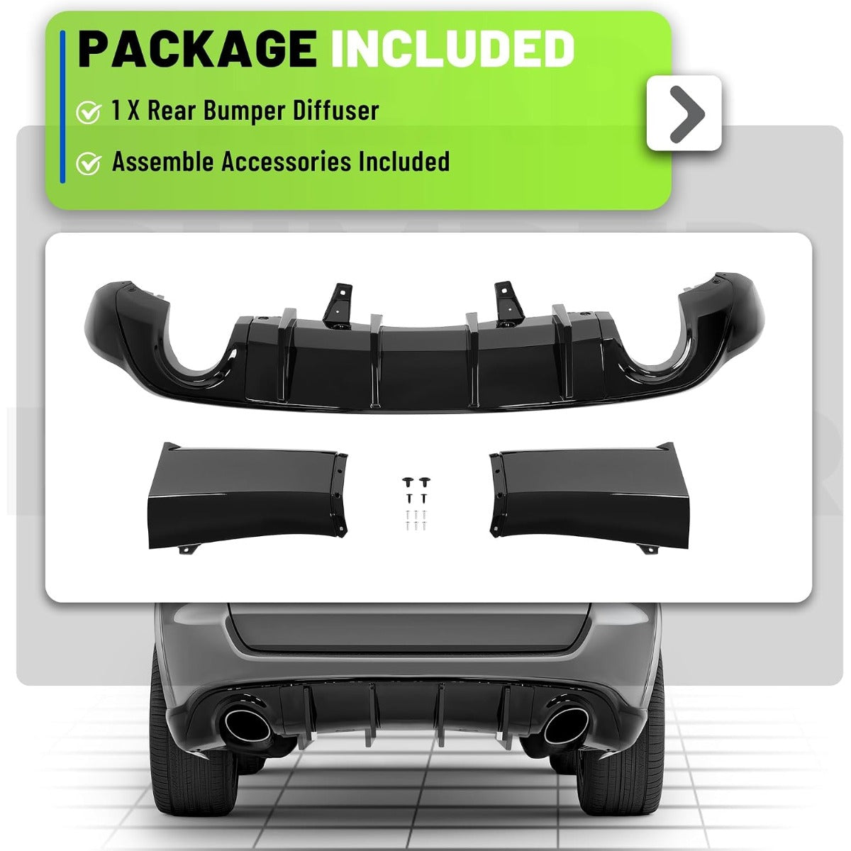 Rear Bumper Diffuser Compatible with 2011-2022 Dodge Durango R/T SRT Rear Lower Bumper Lip Splitter Valance Bumper Spoiler Painted Gloss Black
