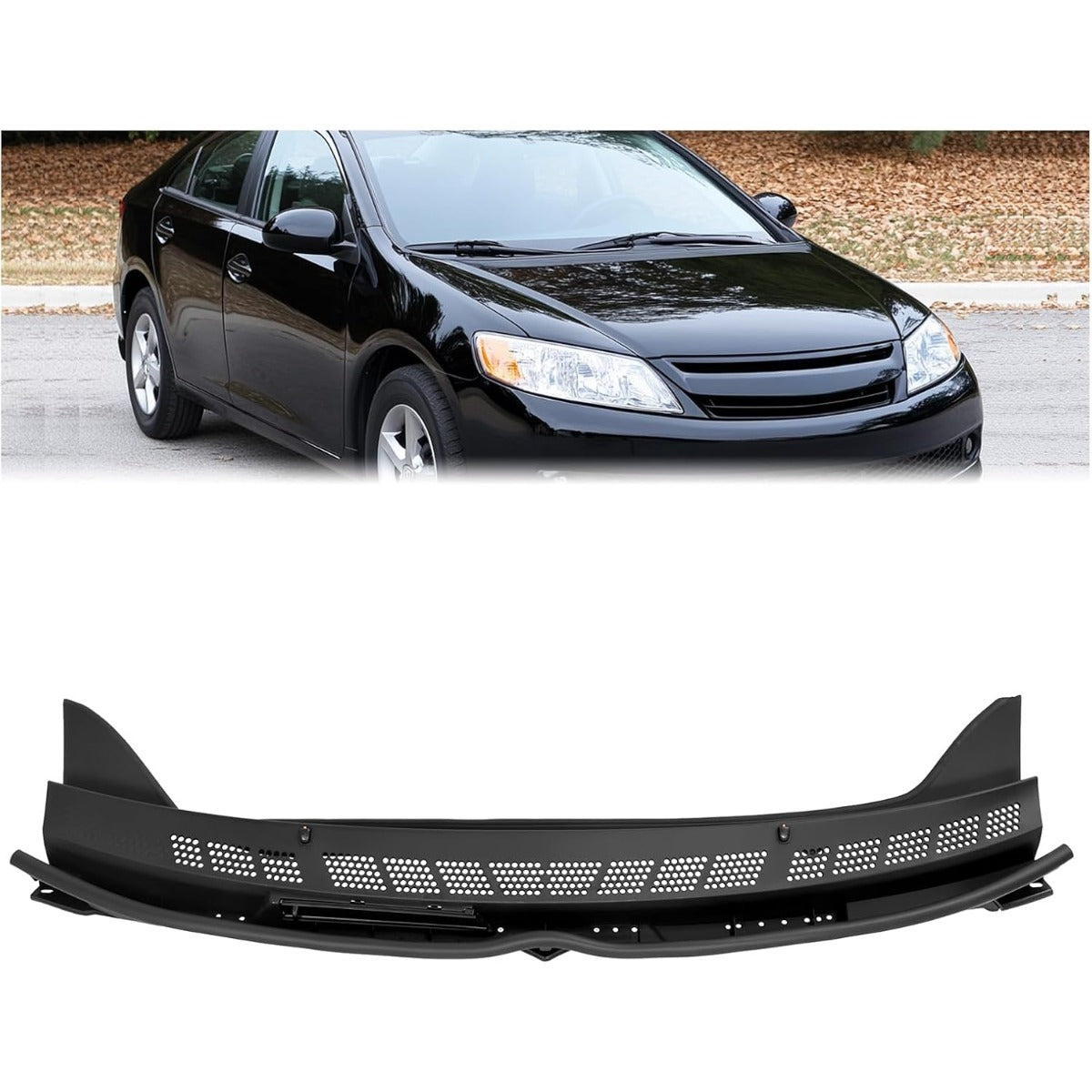 Windshield Wiper Cowl Panel Compatible with 2006-2011 Honda Civic Excluded Si, Replacement for 74200SNAA00 Air Inlet Window Cover Cowl Top Front Center Textured Black Plastic PP