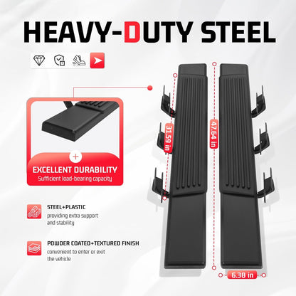 ALMULOO Pair Regular Running Boards Compatible with 2015-2026 Ford F-150 Regular Cab Running Boards Step Nerf Bars Steel+Plastic Powder Coated+Textured Black Left + Right Side