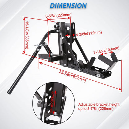 800LBS Motorcycle Trailer Hitch Scooter Hauler Mount Rack 2 Inches Motorcycle Tow Carrier Receiver Heavy Duty Steel LYA-043