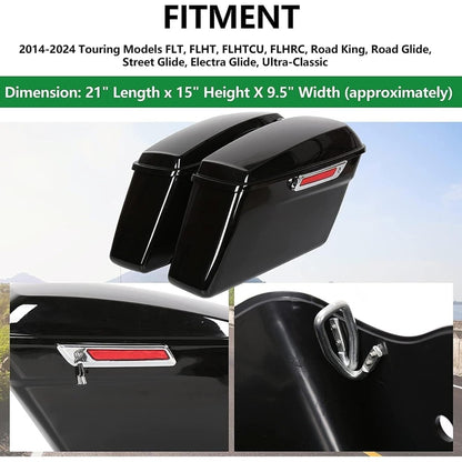 Hard Saddlebags Saddle Bags W/Latch Kit for 2014-UP Harley Davidson Touring Models Road King Street Glide Ultra Electra Glide FLT FLHT FLTRX FLHR