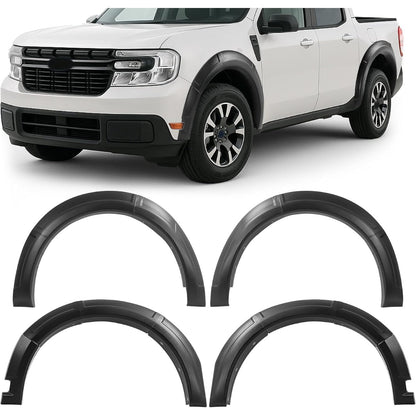 4 Set Fender Flares Compatible with 2022-2025 Ford Maverick Crew Cab, 3Pieces Per Fender Flares Plastic(PP) Textured Black Wheel Eyebrow Fender Trim