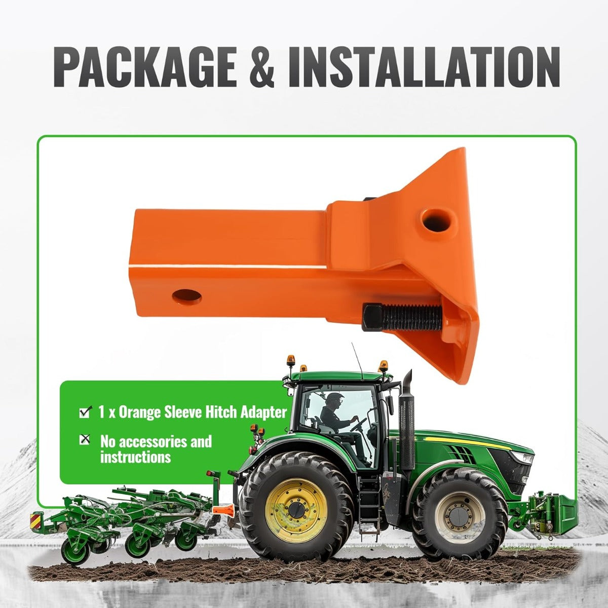Sleeve Hitch Adapter Fit for 2 Inches Receiver Compatible with 3-Point Hitch Sub-Compact Tractor Steel Lawn Garden Farm Tractor Hitch Adapter Orange