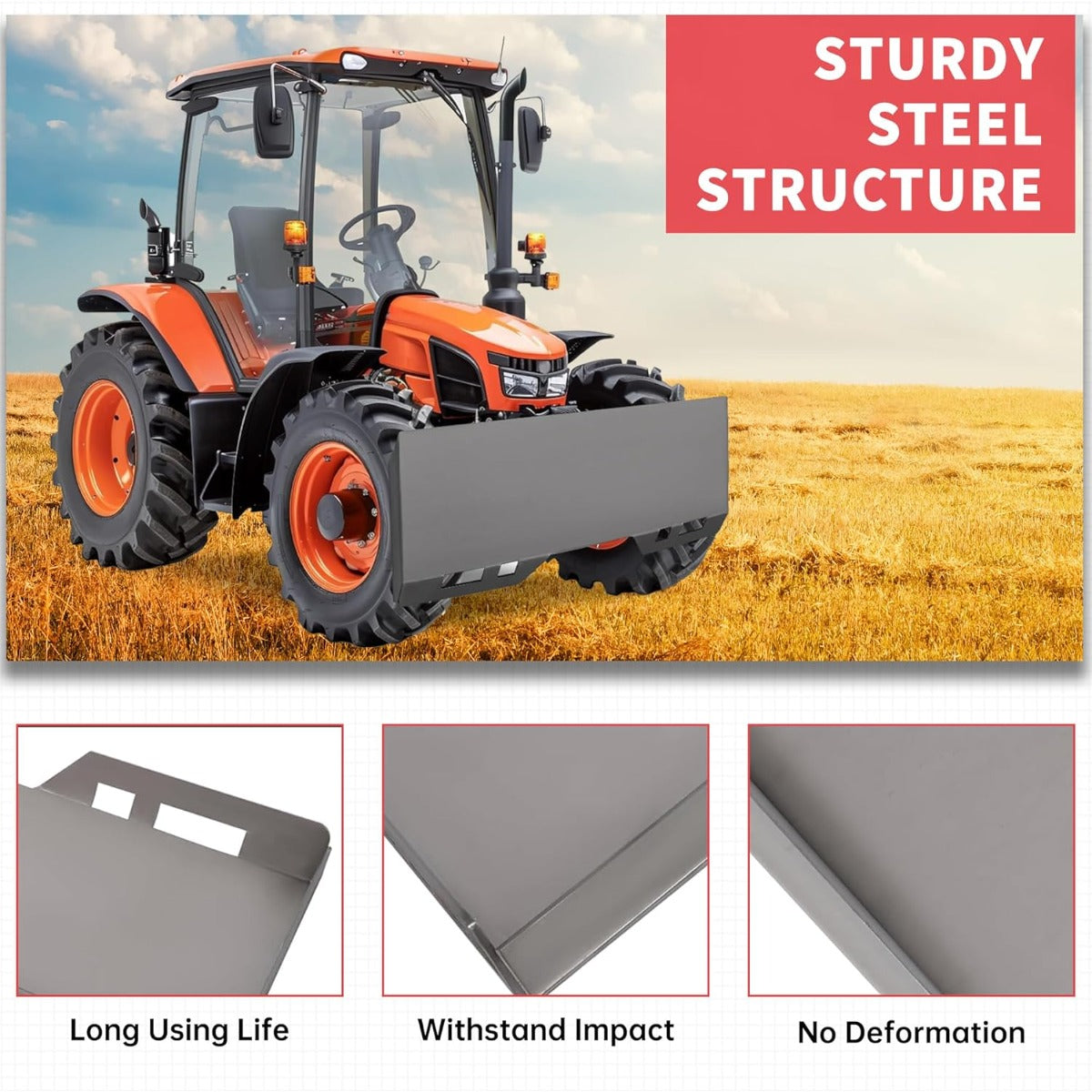 3/8 Inches Skid Steer Attachment Plate Quick Attach Mount Plate Compatible with Bobcat Kubota Skid Steers and Tractors Steel LYA-081-10