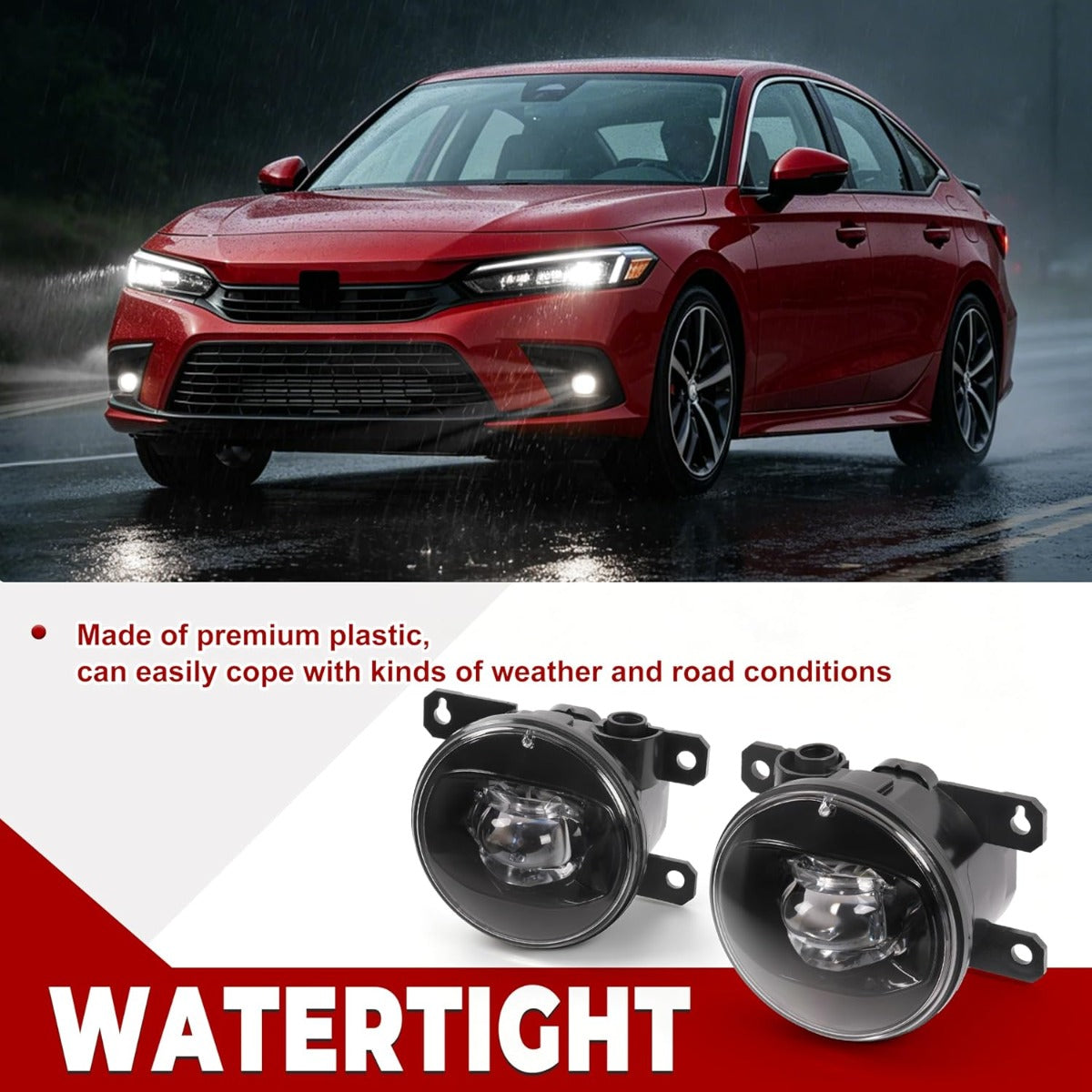 HECASA Pair LED Fog Lights w/Switch Wiring Harness Compatible with 2022-2024 Honda Civic Replacement for HO2593149 HO2592149 Front Bumper Fog Lamp Kit Clear Lens Driver&Passenger Side
