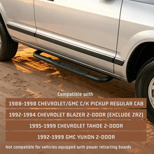 ALMULOO Pair Side Steps Compatible with 1988-1998 Chevy Chevrolet/GMC C/K Pickup Blazer Tahoe Yukon 2-Door Regular Cab Running Boards Step Bars Steel+Plastic Powder Coated Black Left + Right Side