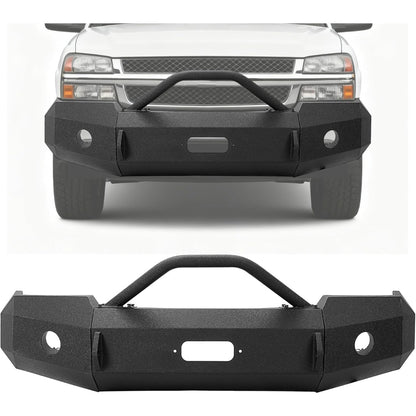 ALMULOO Front Bumper Compatible with 2003-2006 Chevy Chevrolet Silverado 1500 Powder Coated Steel (2 Packages)