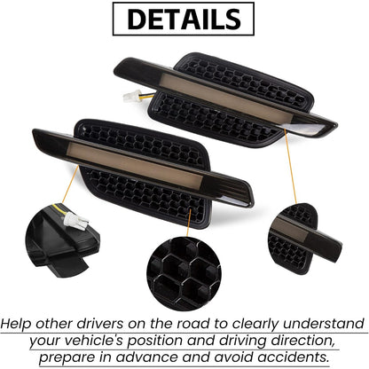 ECOTRIC Front Fender Side Marker Lights Compatible with 2008 2009 Pontiac G8 Turn Signal Light Amber Led Smoked Lens 2 Pcs