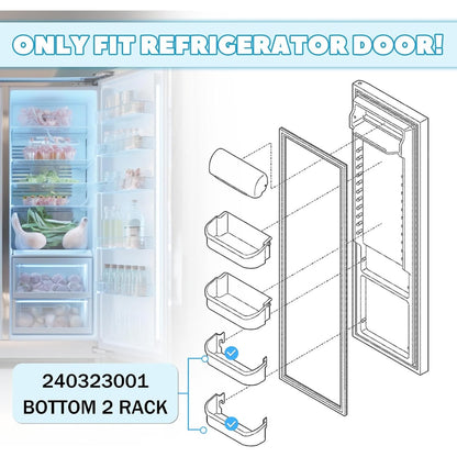 Kojem 240323001 AP2115741 PS429724 Replacement Refrigerator Door Bin Shelf Compatible with Frigidaire Refrigerator Lower Door Shelf Replacement for AH429724, 240323007 - White ABS Plastic 2Pcs
