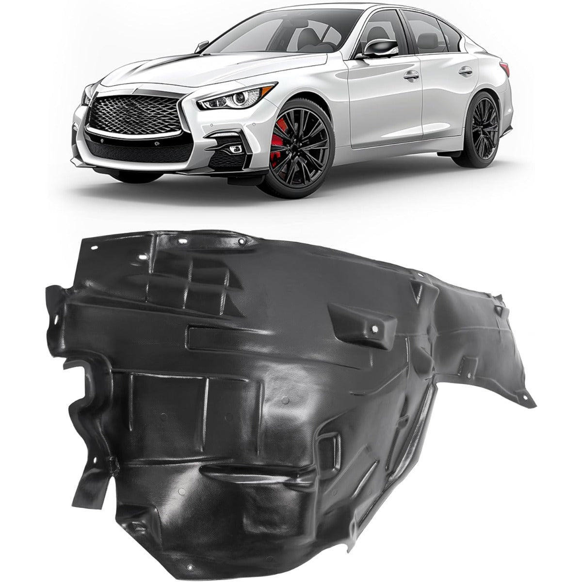 Front Fender Liner Inner Panel for 2014-2023 Infiniti Q50 Replacement for  Wheel Liner Splash Shield Guard Left & Right Side (Front Section)
