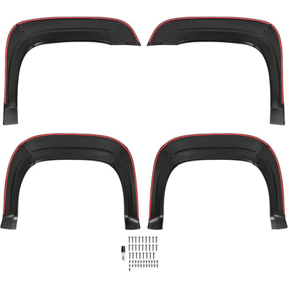 4Pcs Fender Flares Compatible with 2007-2013 GMC Sierra 1500 2500HD 3500HD 6'6" bed Front & Rear Wheel Cover Protector Plastic(PP) Textured Black
