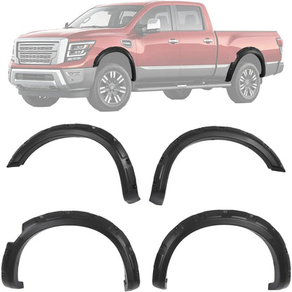 Fender Flares Compatible with 2017-2024 Nissan Titan | 4Pcs Wheel Arch Covers Plastic(PP) Textured Black