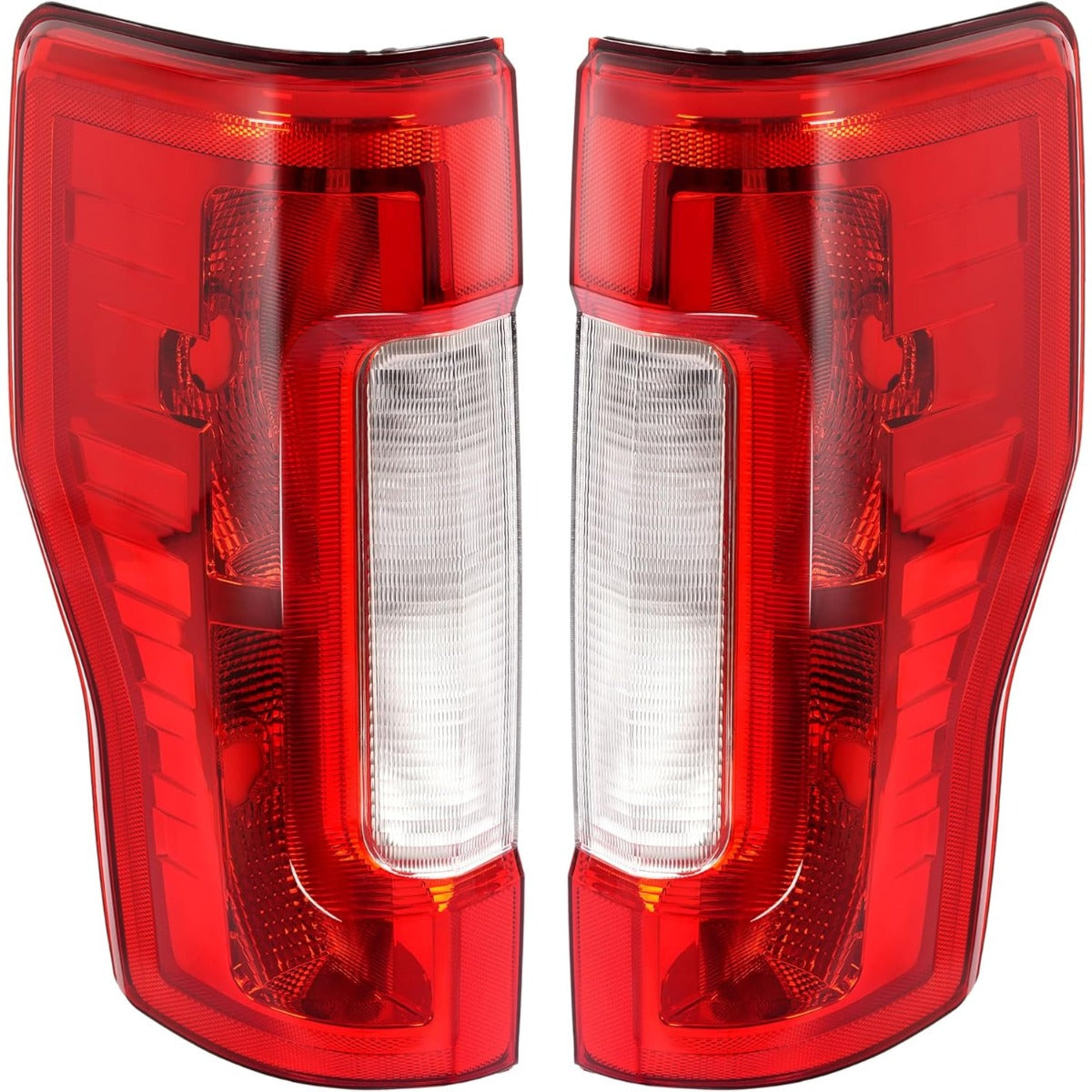 ECOTRIC Pair Tail Light Halogen Compatible with 2017-2019 Ford F250 F350 F450 Super Duty Pickup Rear Taillight Lamp Replacement for FO2800256 FO2801256 Clear Red Lens+Chrome Housing Left&Right Side