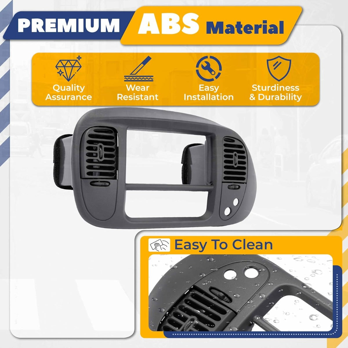 Center Dash Radio A/C Air Vent Cover Compatible with 1997-2003 Ford F150 Expedition Painted Dashboard Bezel Climate Panel Trim ABS Plastic (Gray) Not Compatible with 4WD