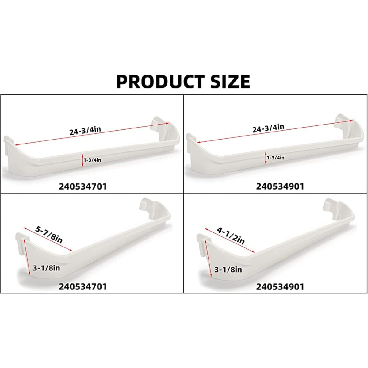 2 x 240534901 & 1 x 240534701(Middle) Refrigerator Door Shelf Rack Bar Compatible with Frigidaire Kenmore Refrigerator Door Shelf Retainer Bar Replace for AP3214631 PS734936 948952 AP3214630