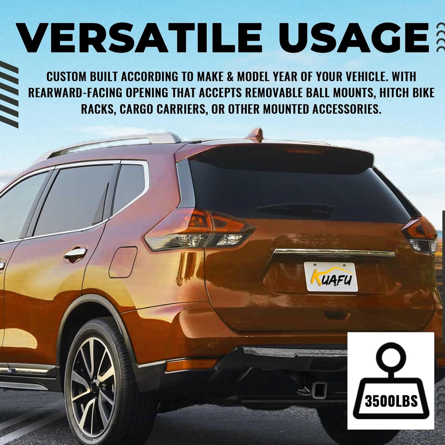 Class 3 2 Inch Tow Trailer Hitch Receiver Compatible with 2008-2020 Nissan Rogue Models and 2014-2015 Nissan Rogue Select LYAM-459