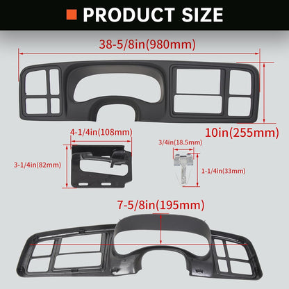 Double DIN Dash Bezel Cover Kit Compatible With 1999-2002 GM Full-Size Trucks SUV's Chevy Silverado Sierra Car Stereo Radio Replacement for 15731974 15772850 Matte Black LYAP-371