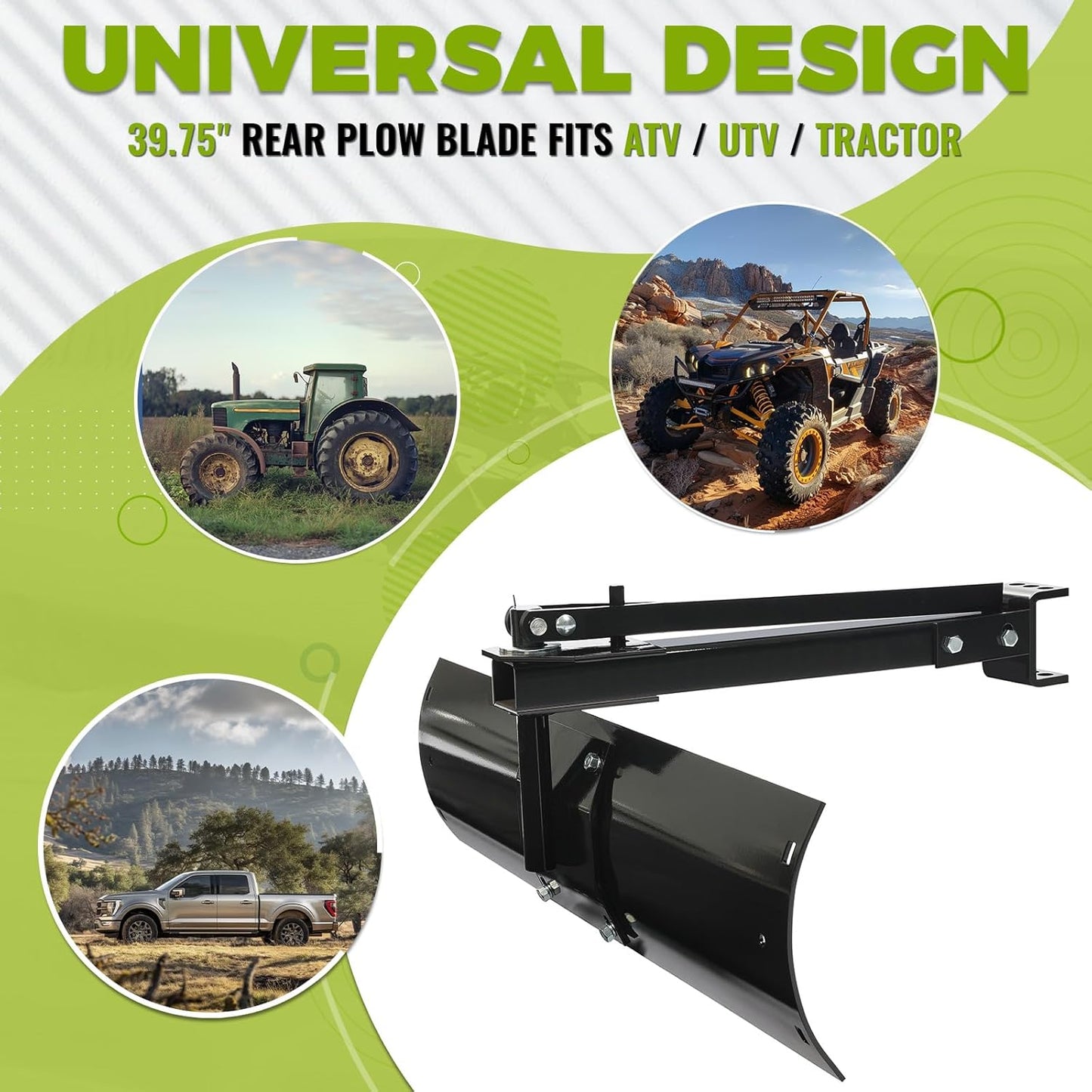 39.75inches 3 Point Sleeve Hitch Rear Blade Compatible with ATV UTV Garden Tractors Lawn Mower Tractor Attachments Behind Rear Sleeve Hitch Tow Blade LYOM-248