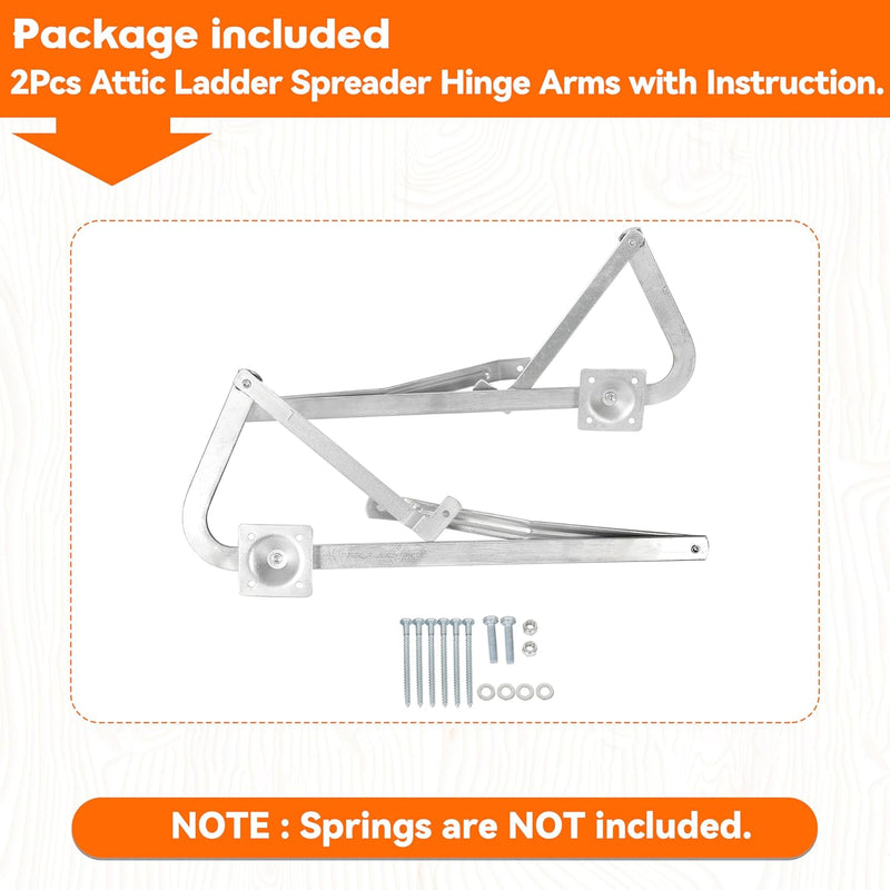 HECASA 55-2 Attic Ladder Spreader Hinge Arms Replacement Counter Balance Arms Hinge Kit Compatible with 2010-Up Werner Mk 5, WU2210, W2208, W2210 Thick Zinc LYOM-059