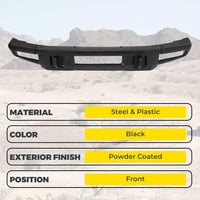 Load image into Gallery viewer, KUAFU Front Bumper Compatible with 2021-2024 Ford Bronco Super Duty W/O Sensors Holes Powder Coated Black LYAM-731S

