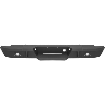 ALMULOO Rear Bumper Compatible with 1999-2007 Chevy/Chevrolet Silverado GMC Sierra 2500 3500 HD W/LED Lights Steel Powder Coated Black