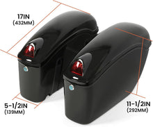 Universal Hard Saddle Bags Compatible with Yamaha Honda Cruiser Trunk Luggage with Lights Mount Bracket Motorcycle Black FY-B