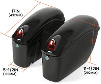 Load image into Gallery viewer, HECASA Universal Hard Saddle Bags Compatible with Yamaha Honda Cruiser Trunk Luggage with Lights Mount Bracket Motorcycle Black FY-B
