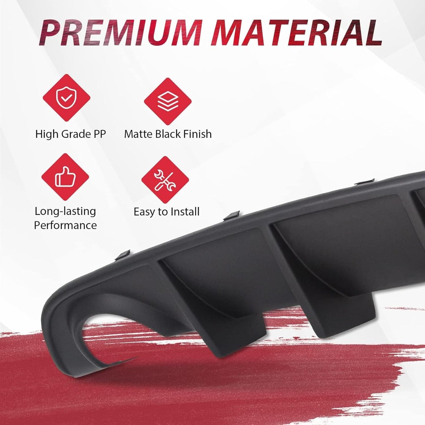 Rear Diffuser Compatible with 2015-2024 Dodge Charger Scat SRT Daytona GT R/T Non-Widebody Models Valance Rear Bumper Lip Splitter Spoiler Diffuser Black LYAP-296S