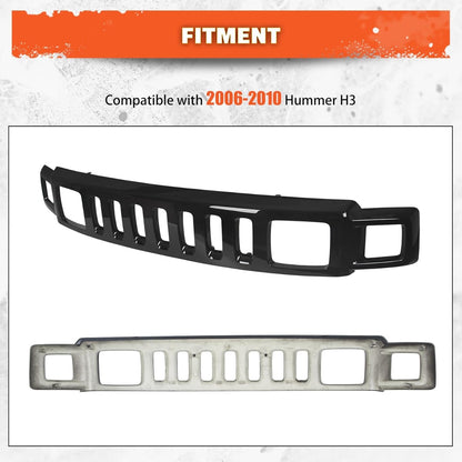 Front Grill Compatible with 2006-2010 Hummer H3 15834195 HU1200100 Front Bumper Hood Grille Face Bar Shell Insert Assembly Gloss Black