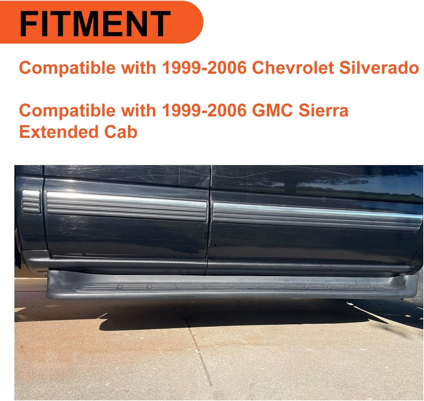 Rocker Panel Guard Compatible with 1999-2007 Chevy Chevrolet Silverado/GMC Sierra 1500 2500 3500 Classic Extended Cab Replacement for 14068 Trail Armor Side Skirts Extension Body Kit LYAP-253-DK