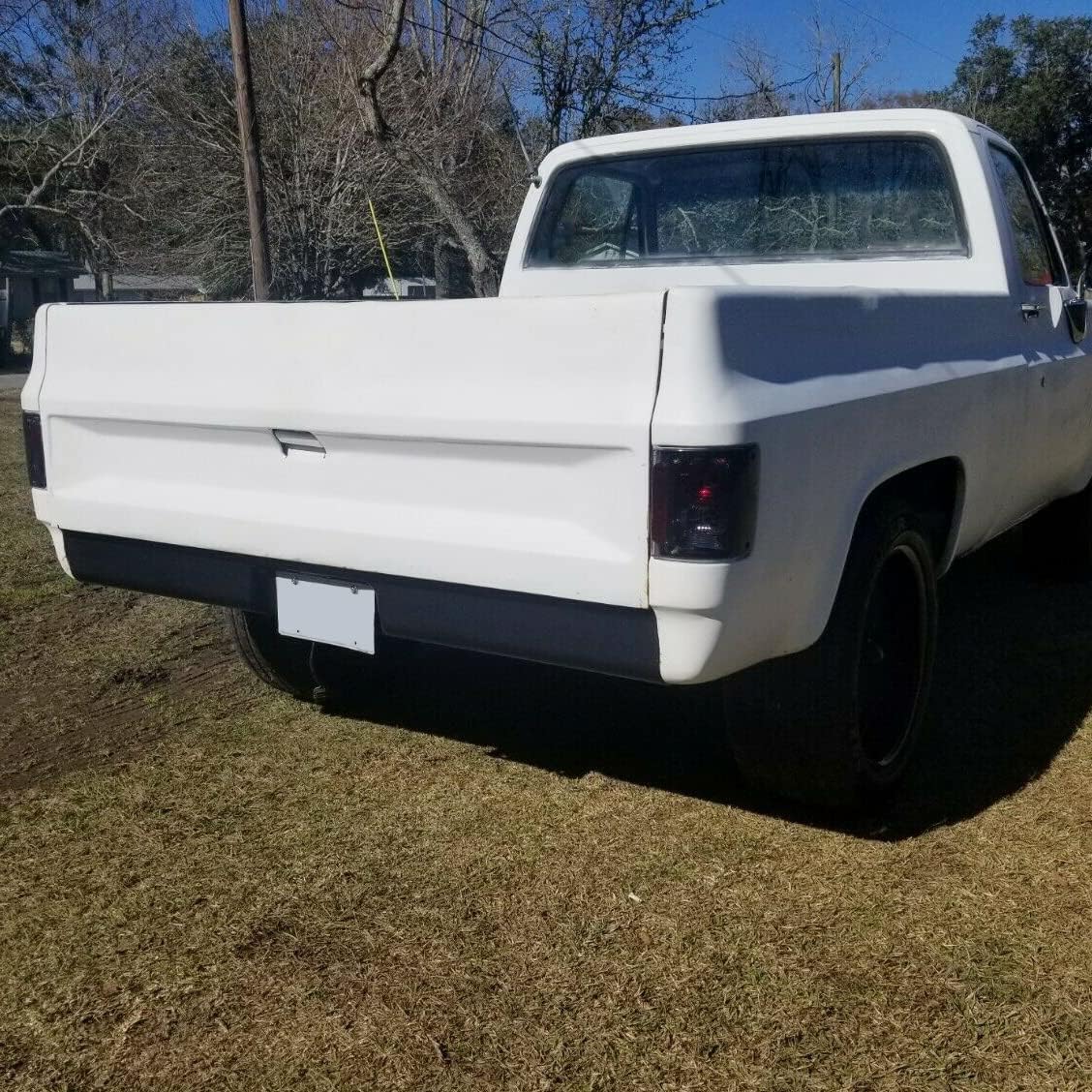 Rear Roll Pan License Plate Compatible with 1973-1987 Chevy GMC C10 C20 C30 K10 K20 K30 Silverado Fleetside Styleside Bed Steel Bumper Roll Pan W/LED Light Black LYAM-399