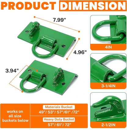 Tractor Bucket Hook Grab Hooks Compatible with John Deere Compact Tractor 1025R 2032R 3320 2520 Tractor Bucket Hooks D Rings Bolt on Heavy Duty LYJD-003