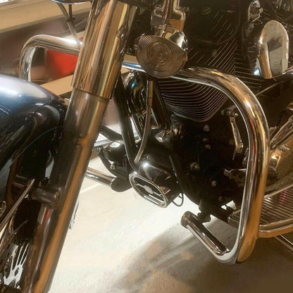 Chrome Engine Guard Highway Crash Bar Compatible with 2000-2017 Harley Heritage Softail Fat Boy Springer FLST Replacement for HD49004-00 LYHD-37S