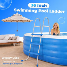 KUAFU 36 Inch Swimming Pool Ladder 52 Inch High Heavy Duty Steel Above Ground with 3 Plastic Removable Steps Non-Slip Blue Fit for Entry and Exit Outdoor Swim Pools