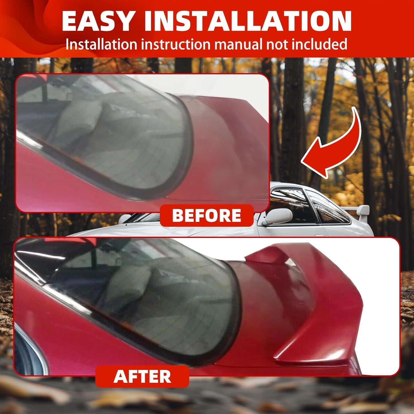 Rear Trunk Lid Spoiler Wing Compatible with 1996-2000 Honda Civic 2DR Coupe w/LED Brake Light Matte Black ABS Plastic Paintable Winglet LYAP-528S