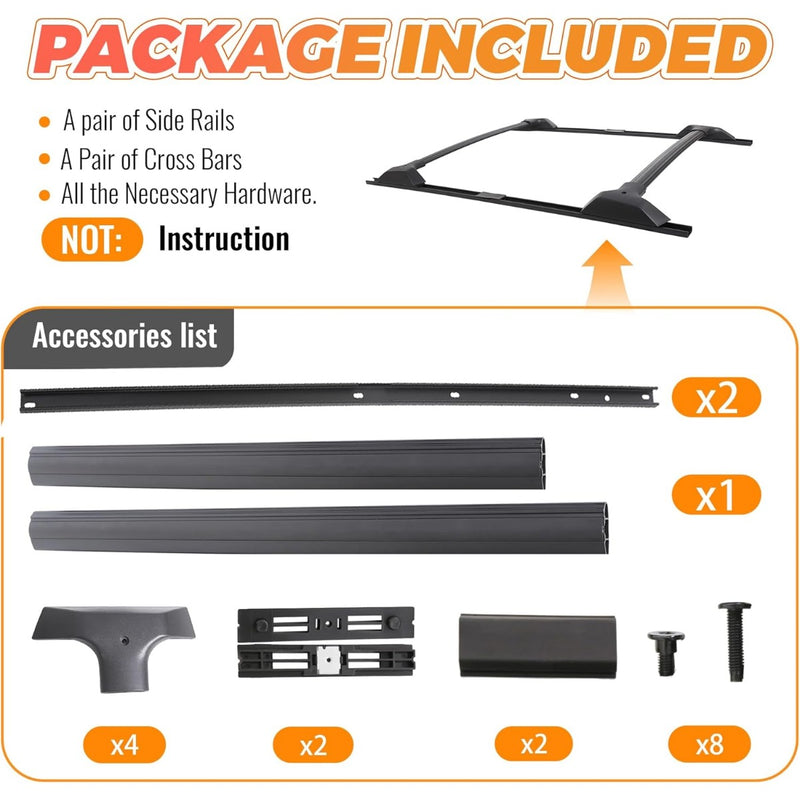 Roof Rack Cross Bars & Side Rail Compatible with 2009-2017 Chevy Chevrolet Traverse LS/LT/LTZ Replacement for 19244268 Cargo Racks Rooftop Luggage Carrier 165 Lbs LYA-093-SD
