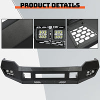 Load image into Gallery viewer, Front Bumper Compatible with 2011-2016 Ford F250 F350 Super Duty W/LED Lights 3 PCS Bumper Assembly Steel Powder Coated Black (2 Packages) LYAM-043TA+LYAM-043TB

