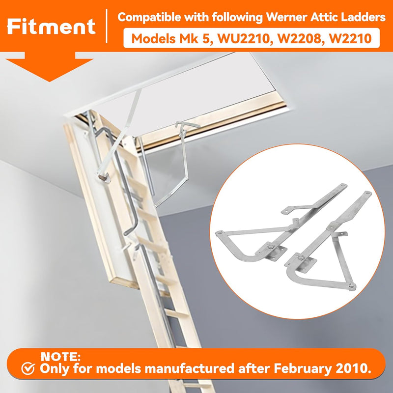 HECASA 55-2 Attic Ladder Spreader Hinge Arms Replacement Counter Balance Arms Hinge Kit Compatible with 2010-Up Werner Mk 5, WU2210, W2208, W2210 Thick Zinc LYOM-059