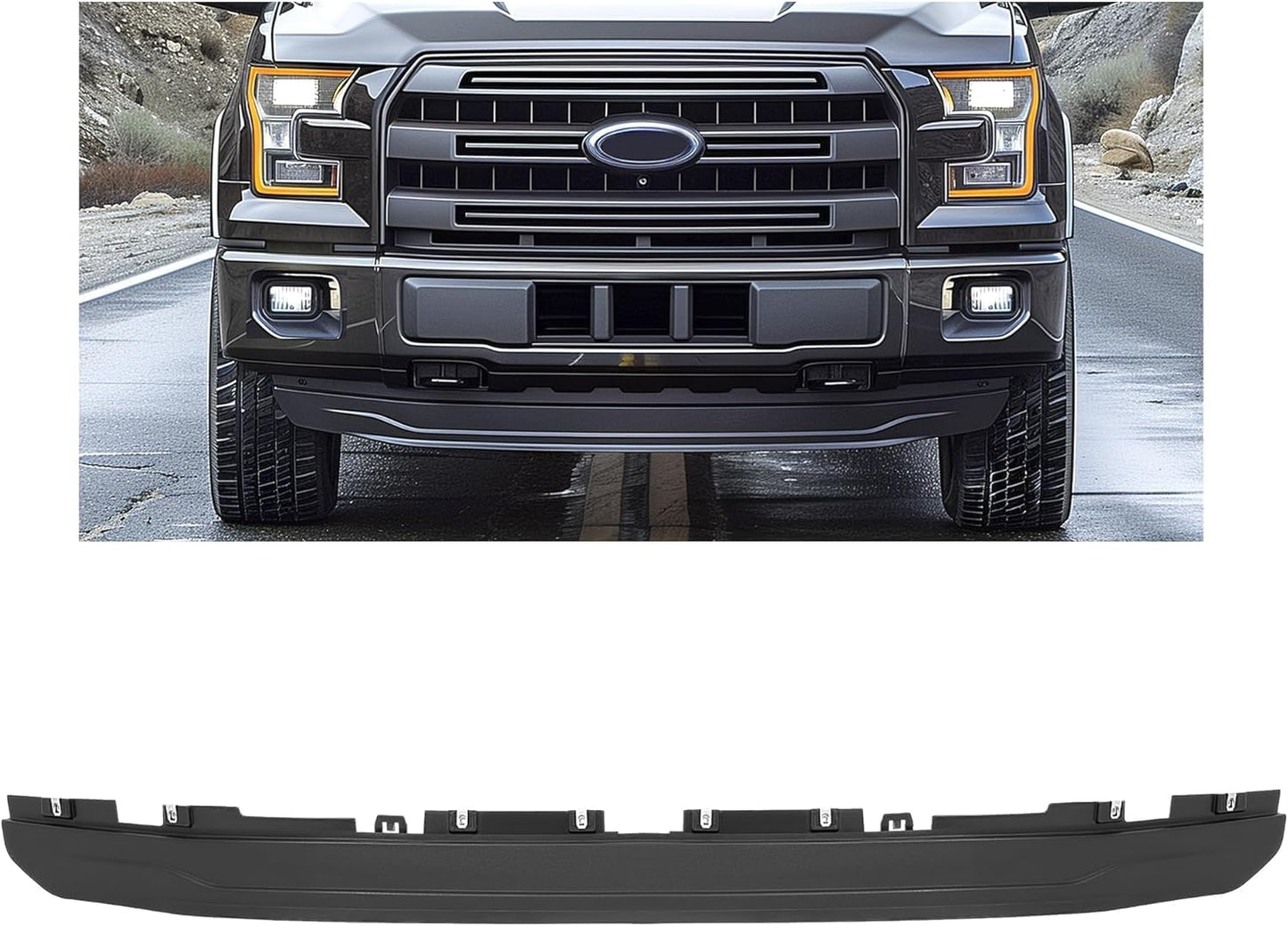 Front Bumper Valance Compatible with 2015 2016 2017 Ford F150 F-150 Replacement for FO1095267C, FO1095267, FL3Z17626AA Air Dam Deflector Lower Valance Black LYAP-X1443