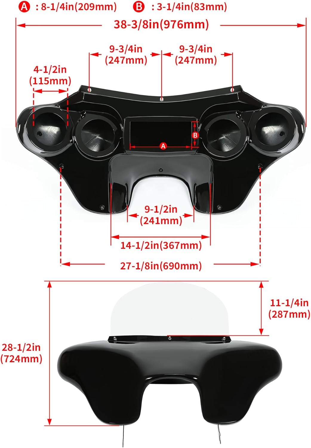 Batwing Fairing Compatible with 1986-2015 Harley Davidson FLSTN Heritage Softail Classic Deluxe Fat Boy w/Windshield 4 Speaker Front LYMP-120