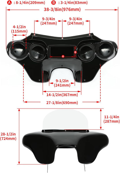 Batwing Fairing Compatible with 1986-2015 Harley Davidson FLSTN Heritage Softail Classic Deluxe Fat Boy w/Windshield 4 Speaker Front LYMP-120