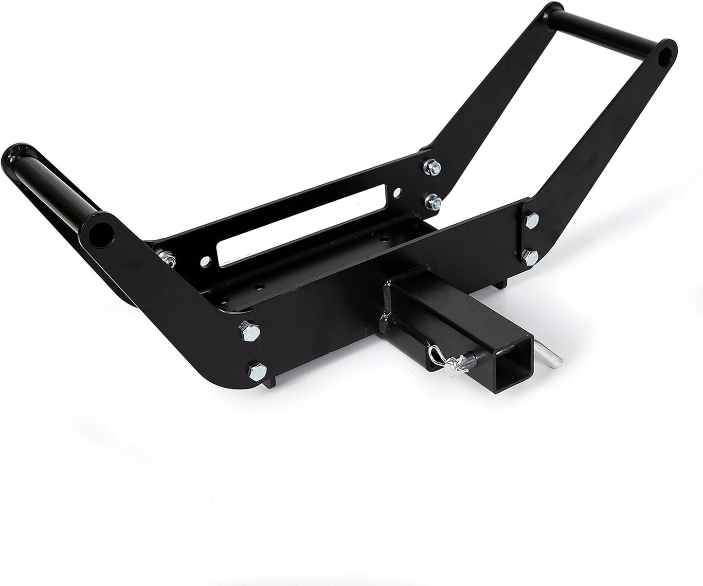 Foldable Winch Mounting Plate Cradle Bracket for Recovery Winches Compatible with Truck Trailer ATV 4WD w/2inches Hitch Receiver LYA-023S