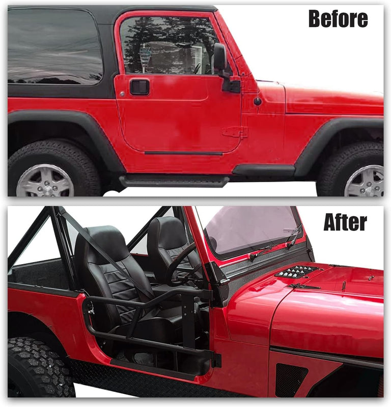 Tubular Doors Compatible with 1987-2006 Jeep Wrangler YJ TJ Tubular Half Doors Tube Door Steel Left & Right Simple Off-Road Style LYAM-155